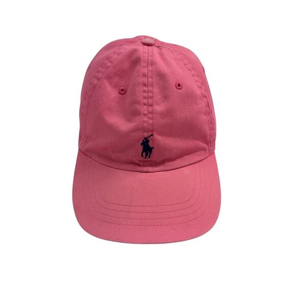 VTG Polo Ralph Lauren Leather Strap Embroidered Desert Pink Baseball Cap Preppy main image 7